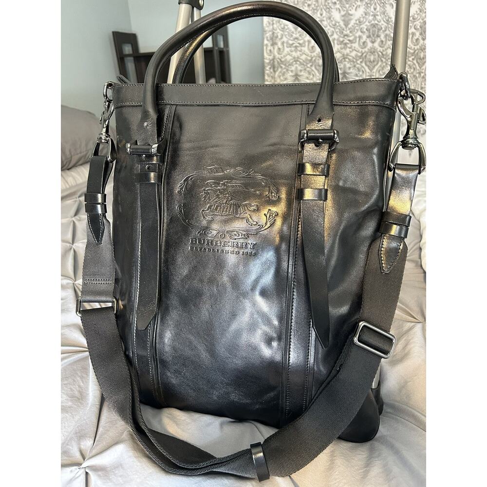 Burberry Rare Leather Messenger Tote